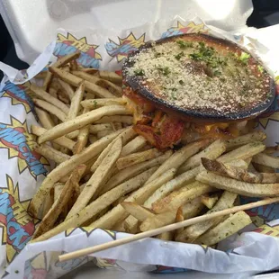 Lobster grilled cheese and fries