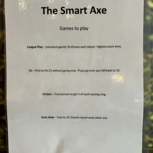 Axe Game Types and Rules