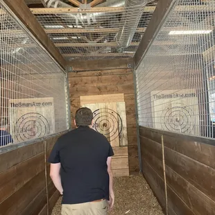 Axe throwing lane and target.