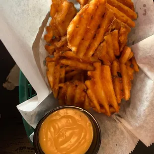 Waffle Fries with Beer Cheese