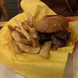 Brisket sandwich amazing. Tender with a lot of flavor. Love the french fries too