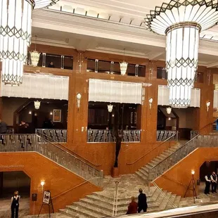 a view of the lobby of a building