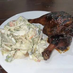 BBQ Duck Legs with smoked cabbage slaw