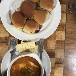 Ham with sweet potato biscuits and Va style Brunswick stew