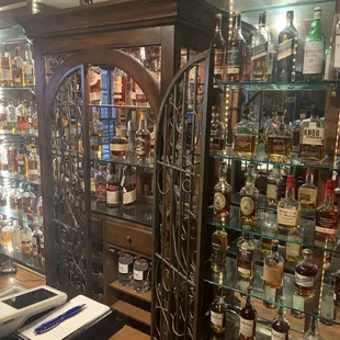 Whiskey selection behind the bar