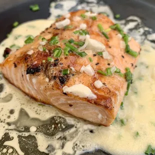 Smoked King salmon with lemon butter.