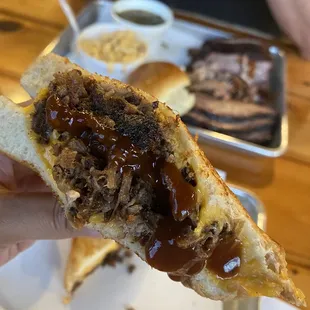 Grilled cheese brisket sandwich
