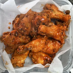 Hot wings-he makes his own sauce. So good.