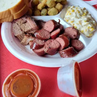 2 meat plate (brisket and sausage)