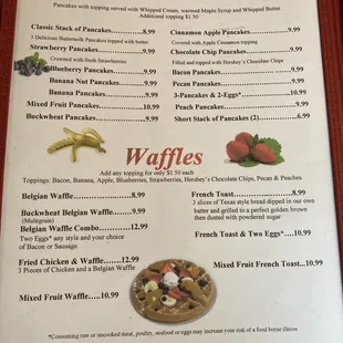 Breakfast menu