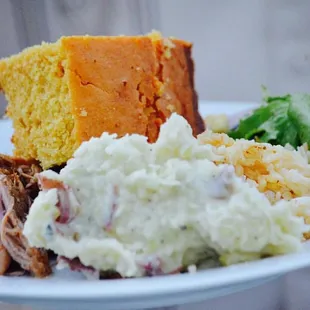 BBQ Plate with our homemade smoked cornbread!