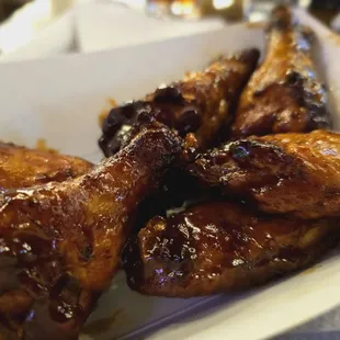Smoked wings with Korean BBQ sauce.  Really great flavor, charred and crispy, sweet tangy sauce.  Come for the wings, they are amazing.