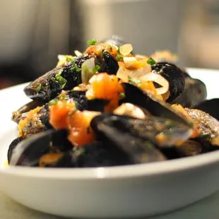 Mussels with Chorizo and Tomato Broth...YUMMMMMM