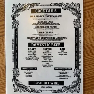 cocktail menu