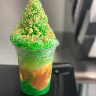 a green and orange dessert