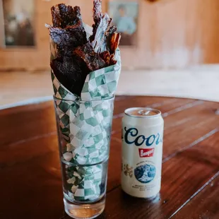 Local Home Made Beef Jerky and Beer