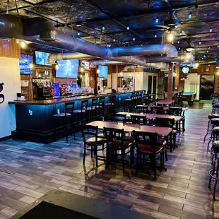 tables and chairs in a restaurant