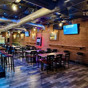tables and chairs in a restaurant