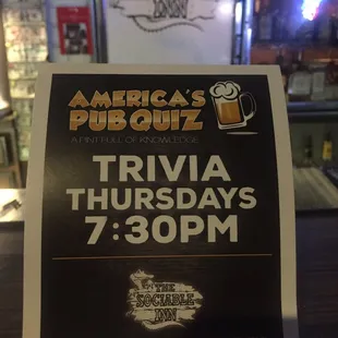 Trivia every Thursday night