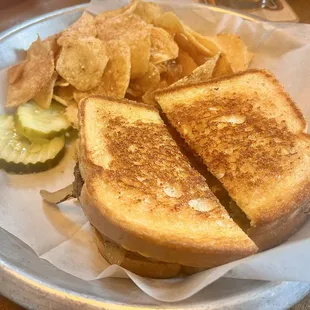 Grilled cheese with chips...gooey and tasty!