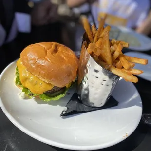 Cheese burger and fries