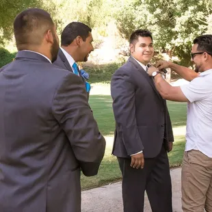 Gabriel putting a mic on my soon to be Husband