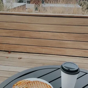 I got a delicious panini and black tea with honey. It was lovely to eat with the roof top view