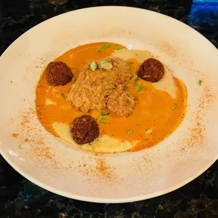 Fish, Crab Balls and Grits - the creole sauce was quite amazing