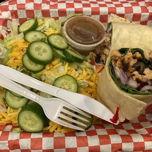 Salmon Wrap with side salad