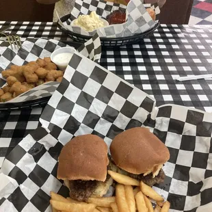 Slider combo plus fried okra.