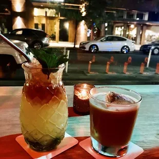 two drinks on a table