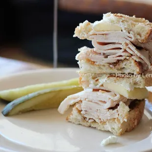 Pistachio Turkey Sandwich ($11.95) - pistachio crumbles, oven roasted turkey, goat cheese, fig preserves, apple slices on Italian bread