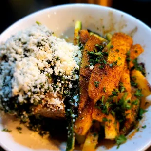 Argentinian Chimichurri Pot Roast - herb crusted potatoes , winter vegetable medley