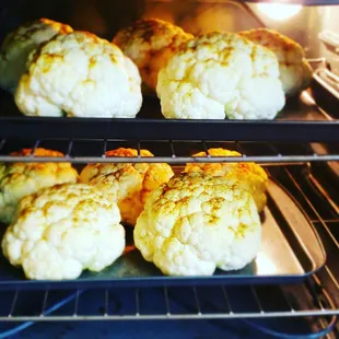 Roasted cauliflower for soup.