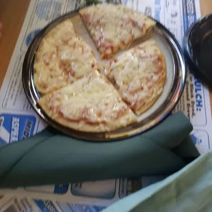 Children&apos;s meal featuring cheese pizza.
