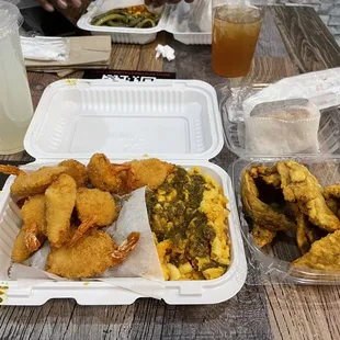 2 Seafood Combo with 2 Sides and Corn Bread Dinner Combo