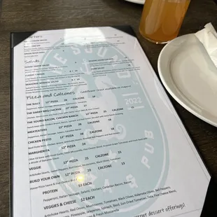 a menu on a table