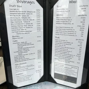 the menu and prices