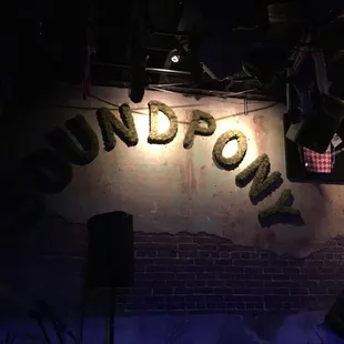 Soundpony in moss lettering