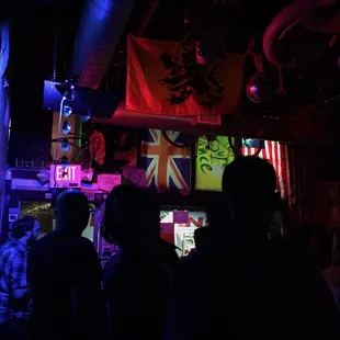 a group of people in a bar