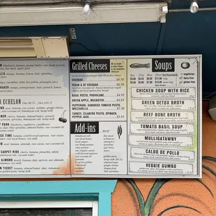 Smoothies (2), sandwiches, soups