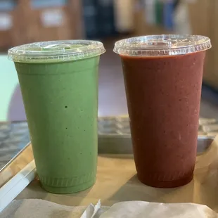 two drinks on a tray