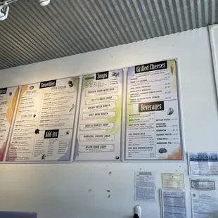 menus on the wall