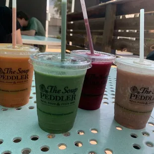 (Left to right) busy bee, tropicalia, immortal technique, Strawberry Banana. So good and refreshing!!