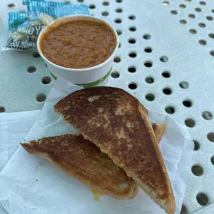 Cheddar Grilled Cheese with Small Turkish Red Lentil Soup.