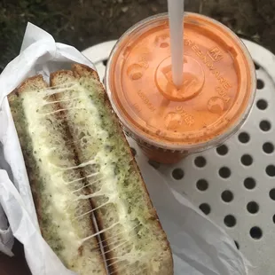 Grilled cheese basil  Monday tumeric juice