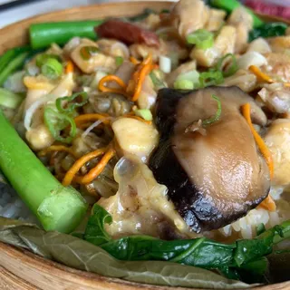 S8. Steamed Rice in Lotus Leaf with Frog Meat, Dry Cordyceps Flower, and Dry Tangerine Peel