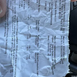 Receipt stating pod is 1G