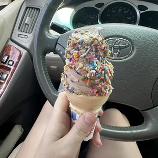 Chocolate soft serve with krunch kote