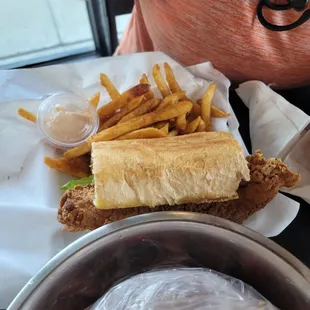 Catfish po boy and fries